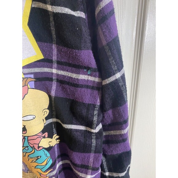 Nickelodeon Rugrats Crew On Back Purple Button Up Flannel Size Women’s L - Picture 12 of 16